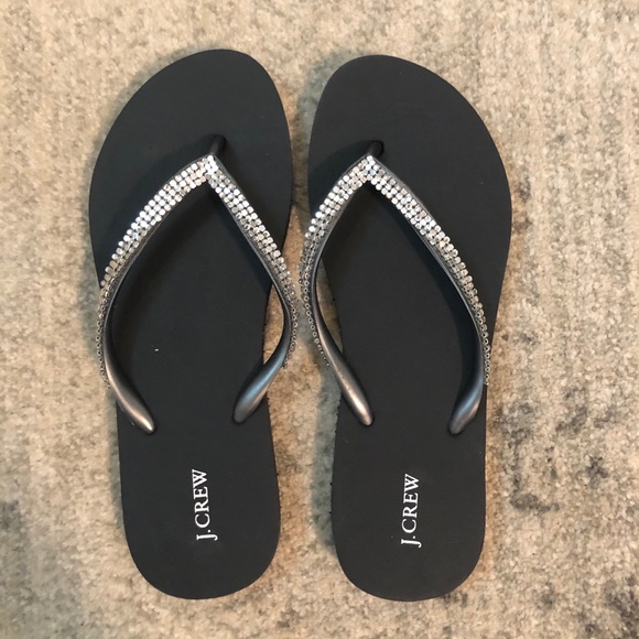 J. Crew Rhinestone Flip Flops